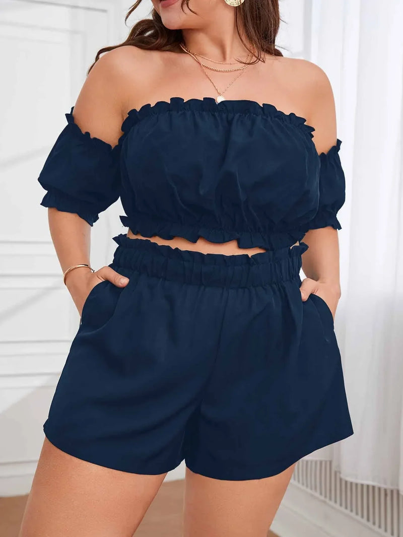 Conjunto Plus Size Casual com Babados e Cintura Franzida Renata
