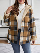 Casaco Lucia Xadrez com Forro de Pelúcia e Capuz