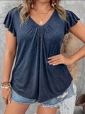 Blusa solta e confortável gola V Yannty