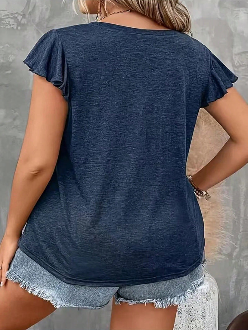 Blusa solta e confortável gola V Yannty