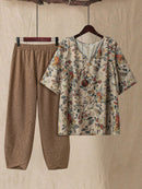Conjunto Camisa com Estampa Floral e Calça Cropped Ivone