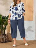 Conjunto Camisa com Estampa Floral e Calça Cropped Ivone