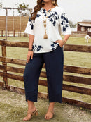 Conjunto Camisa com Estampa Floral e Calça Cropped Ivone