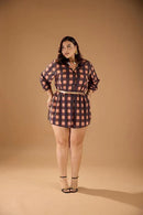 Conjunto Lamalb Xadrez Short Couro