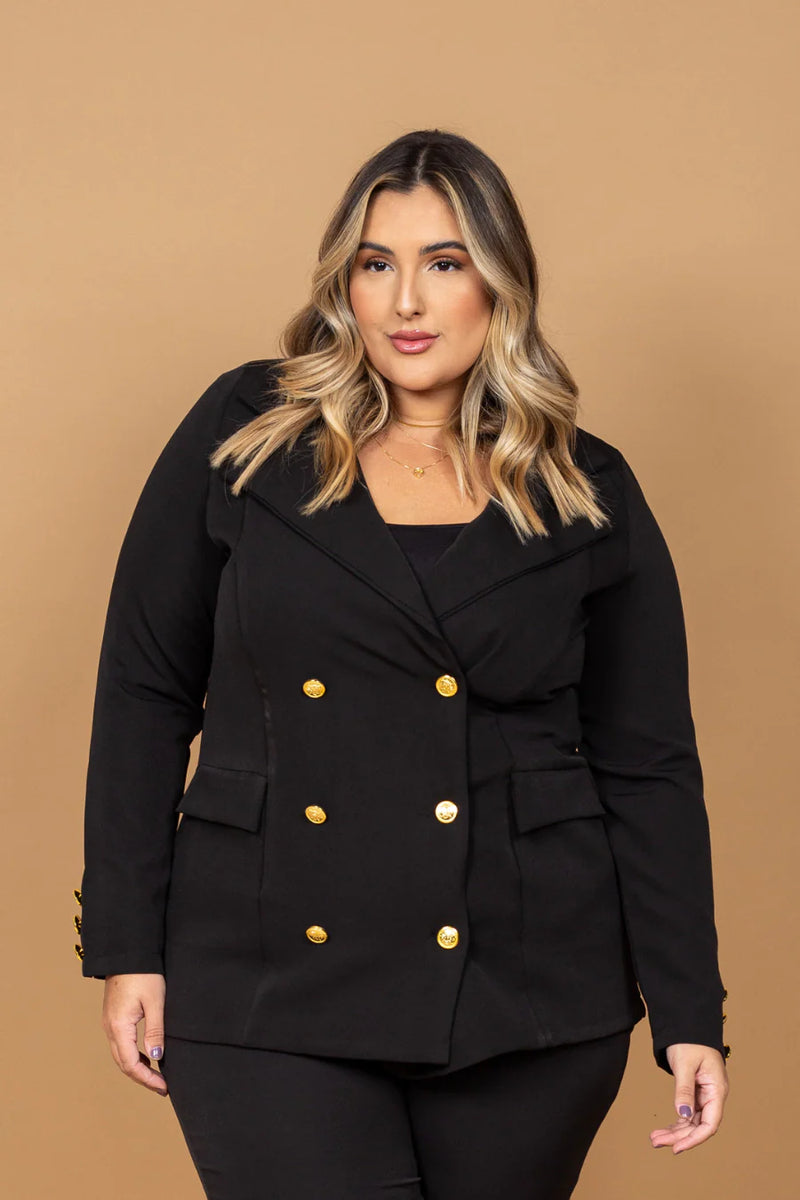 Blazer Feminino Preto Elis – Alfaiataria Plus Size