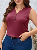 Blusa Feminina sem manga gola V Yoli. Plus Size