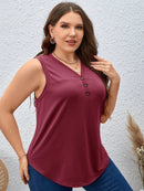 Blusa Feminina sem manga gola V Yoli. Plus Size