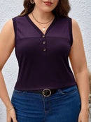 Blusa Feminina sem manga gola V Yoli. Plus Size