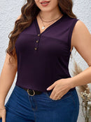 Blusa Feminina sem manga gola V Yoli. Plus Size