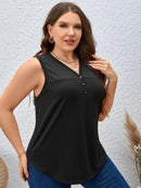 Blusa Feminina sem manga gola V Yoli. Plus Size