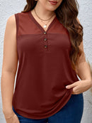 Blusa Feminina sem manga gola V Yoli. Plus Size