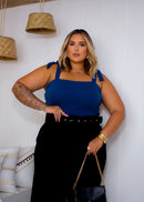 Blusa Cropped De Bico Feminino Plus Size Alça De Amarrar