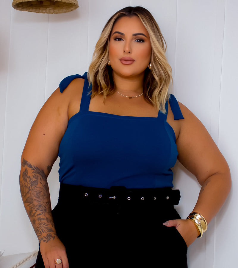 Blusa Cropped De Bico Feminino Plus Size Alça De Amarrar