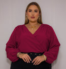 Blusa Feminina Cropped Manga Longa Bufante Solta Plus Size