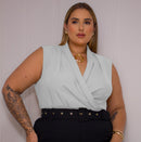 Blusa Manu Ellas Modas Plus Size Decote Cruzada Feminina