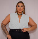 Blusa Manu Ellas Modas Plus Size Decote Cruzada Feminina