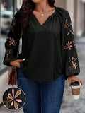 Camisa Feminina manga bordada Lourdes Plus Size