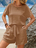 Conjunto Feminino texturizado de camiseta e short Marina