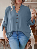 Blusa manga arregaçadas e estilo na gola Maria Laura