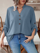 Blusa manga arregaçadas e estilo na gola Maria Laura