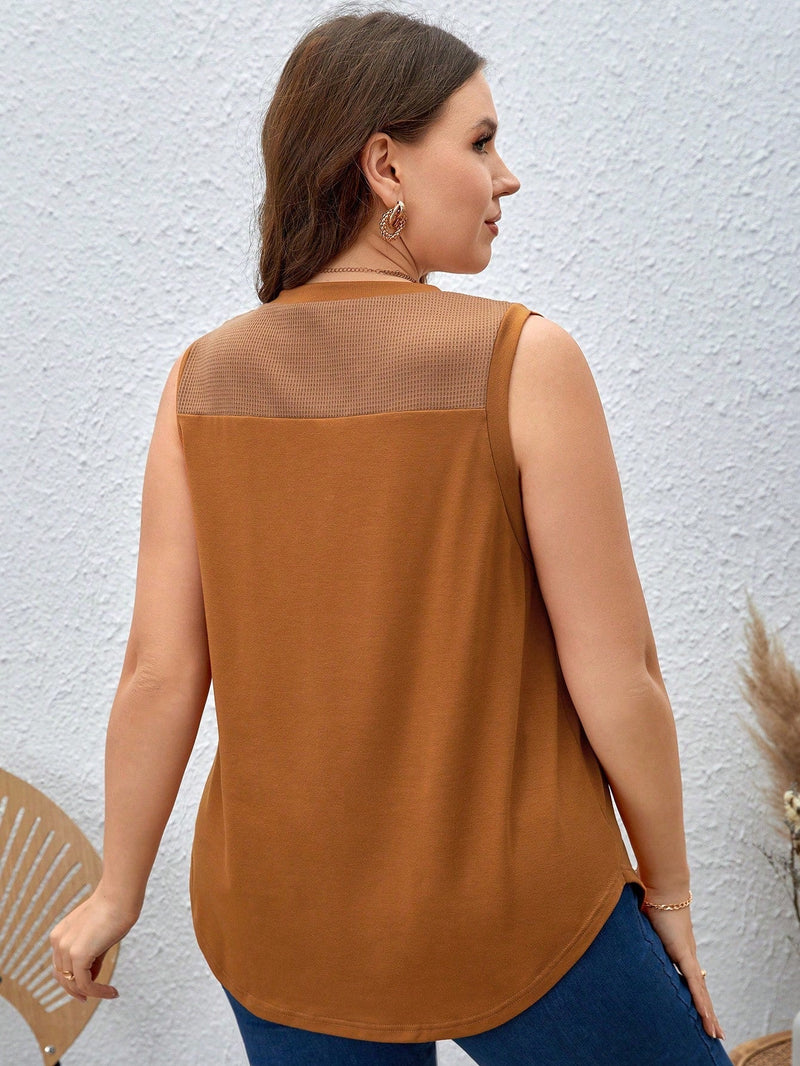 Blusa Feminina sem manga gola V Yoli. Plus Size