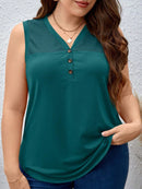 Blusa Feminina sem manga gola V Yoli. Plus Size
