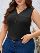 Blusa Feminina sem manga gola V Yoli. Plus Size