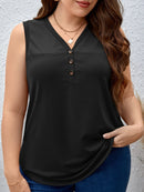 Blusa Feminina sem manga gola V Yoli. Plus Size