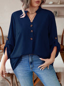 Blusa manga arregaçadas e estilo na gola Maria Laura