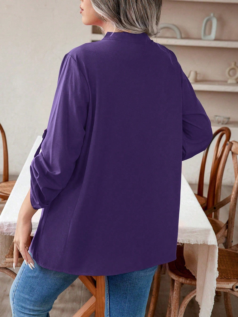 Blusa manga arregaçadas e estilo na gola Maria Laura