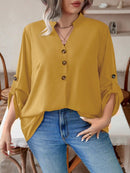 Blusa manga arregaçadas e estilo na gola Maria Laura