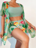 Conjunto de Shorkini Feminino com Saída de Praia Tropicalia