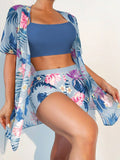 Conjunto de Shorkini Feminino com Saída de Praia Tropicalia