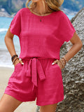 Conjunto Feminino texturizado de camiseta e short Marina