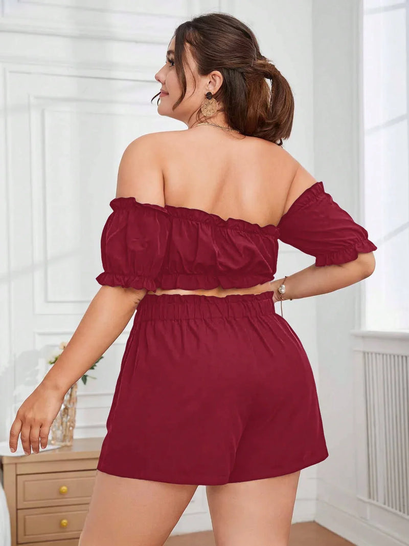Conjunto Plus Size Casual com Babados e Cintura Franzida Renata
