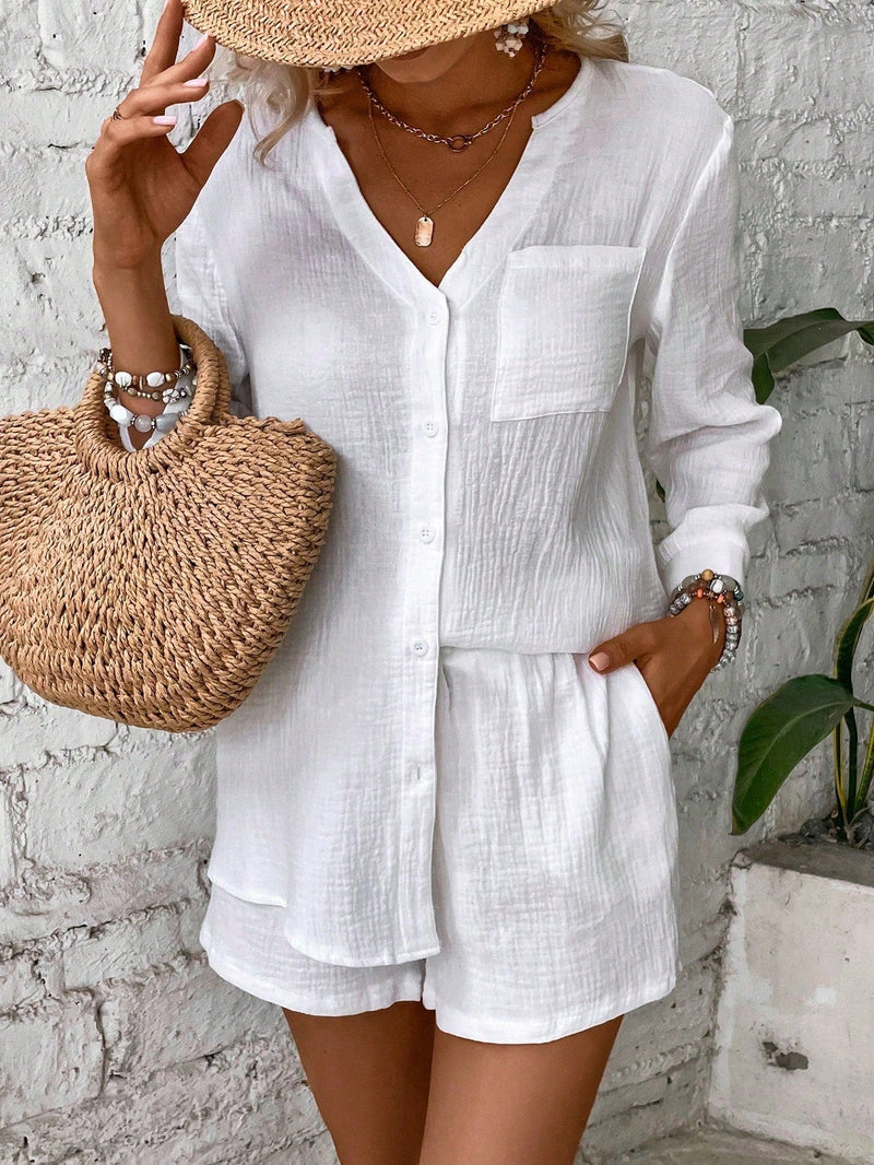 Conjunto Feminino Casual com Botões Frontais Rebeca.