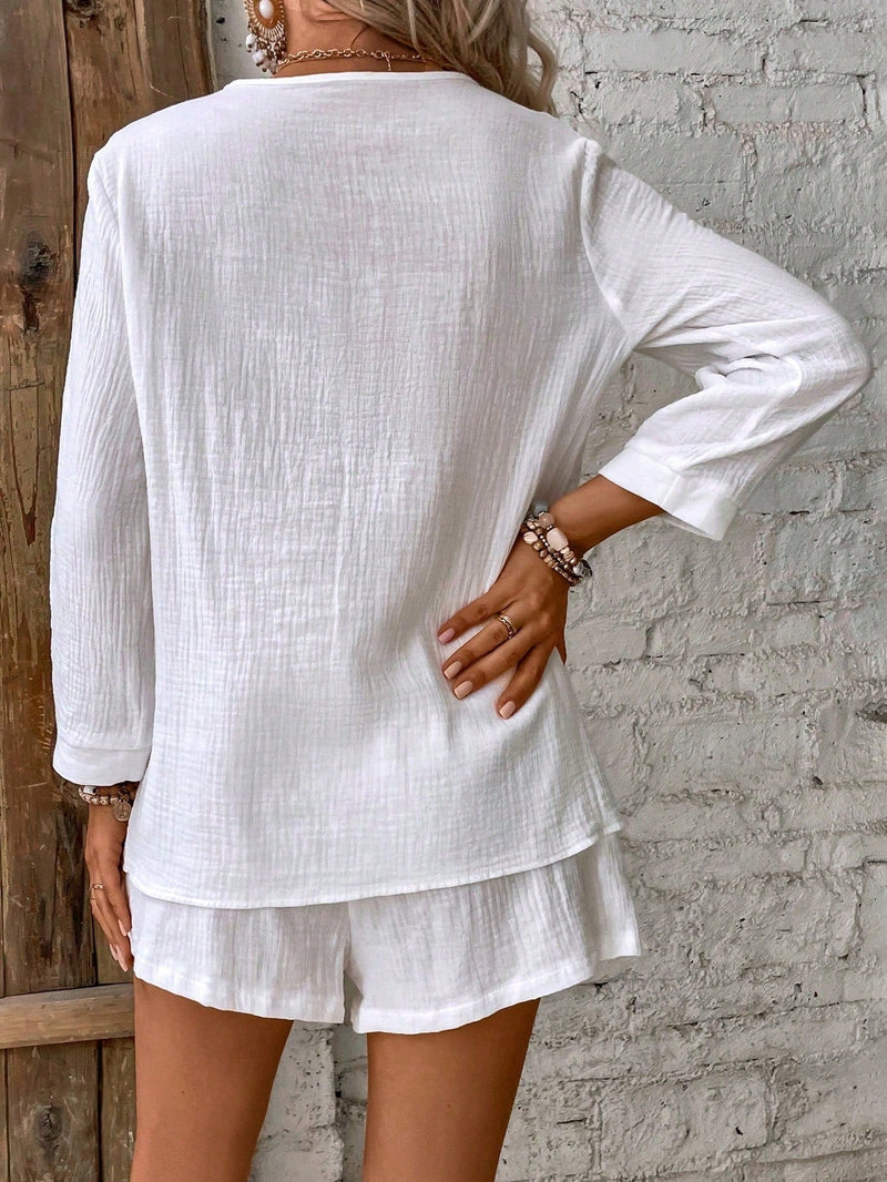 Conjunto Feminino Casual com Botões Frontais Rebeca.