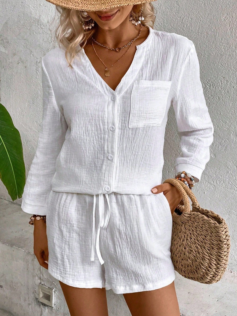 Conjunto Feminino Casual com Botões Frontais Rebeca.