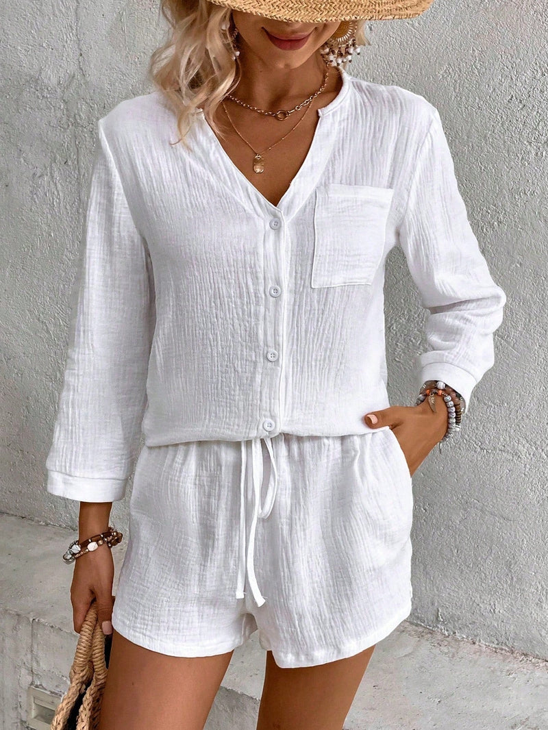 Conjunto Feminino Casual com Botões Frontais Rebeca.