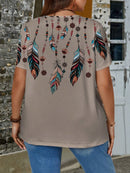 Blusa gola em v estampa geométrica Luna