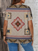 Blusa gola em v estampa geométrica Luna