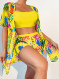 Conjunto de Shorkini Feminino com Saída de Praia Tropicalia